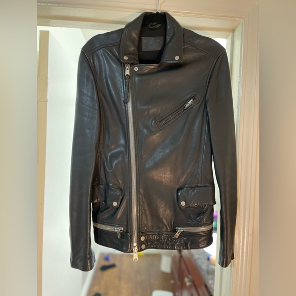 Allsaints leather jacket Akira XS excellent used condition - Picture 3 of 4
